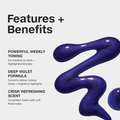 Paul Mitchell Platinum Plus Deep Violet Shampoo pour demonstrates rich purple formula for brass correction.