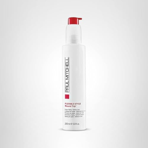 Paul Mitchell Round Trip Curl Defining Serum being applied to damp hair for curl definition.