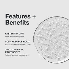 Paul Mitchell Round Trip Curl Defining Serum texture on damp hair for easy distribution and hold.