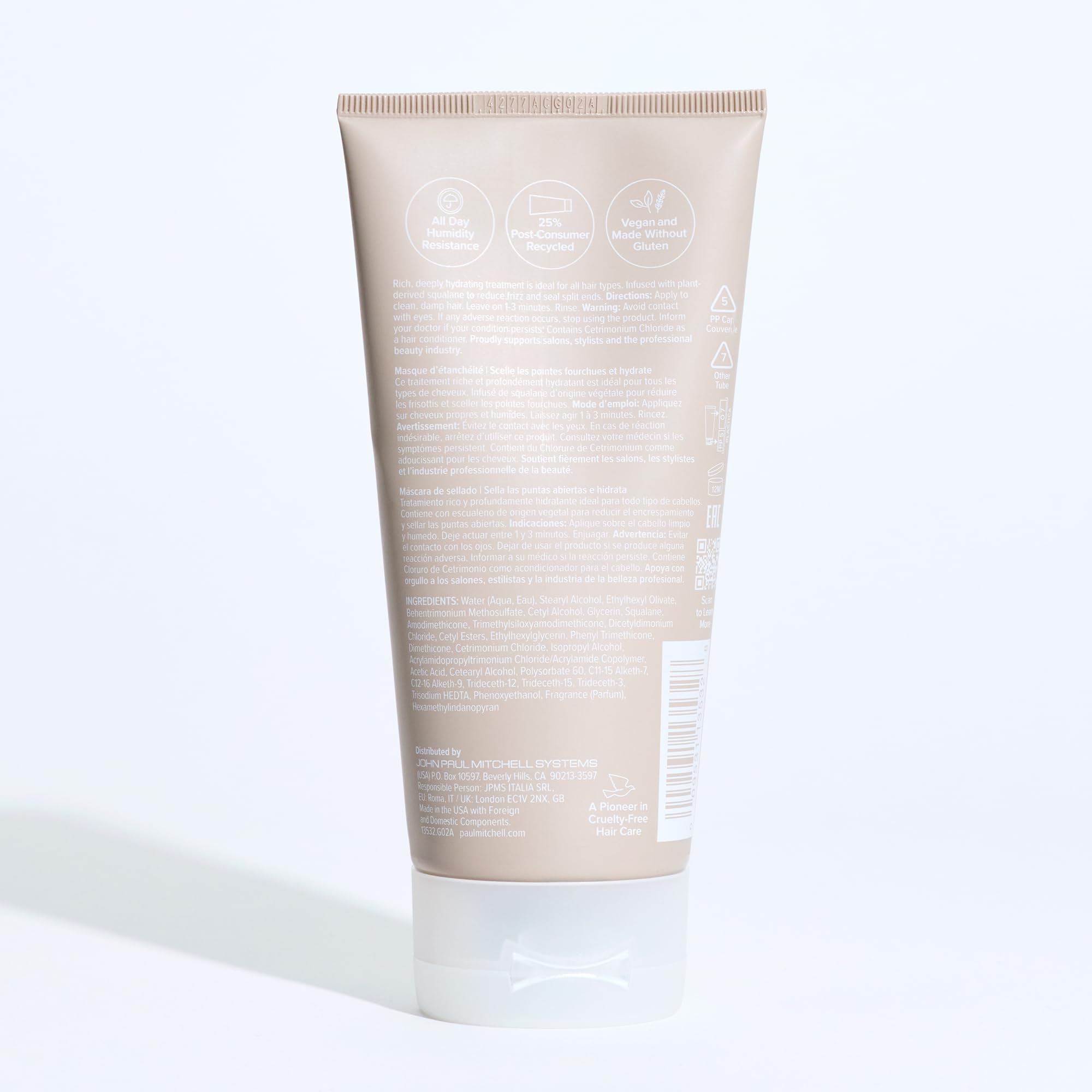Paul Mitchell Sealing Mask packaging using post-consumer recycled materials
