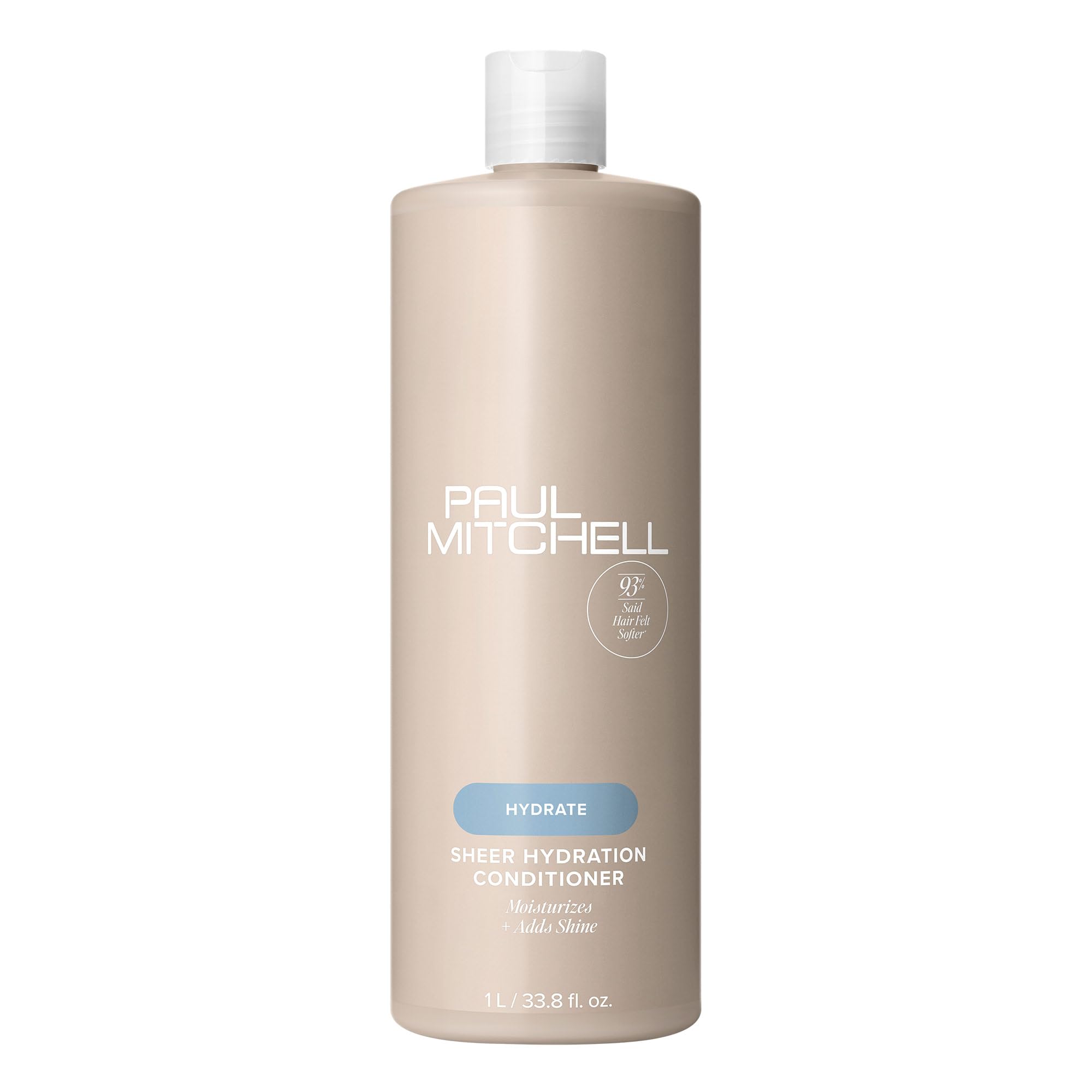 Paul Mitchell Sheer Hydration conditioner bottle emphasizes moisture for softer, shinier hair