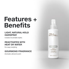 Paul Mitchell Soft Spray promotes a brushable hold with flexible memory.