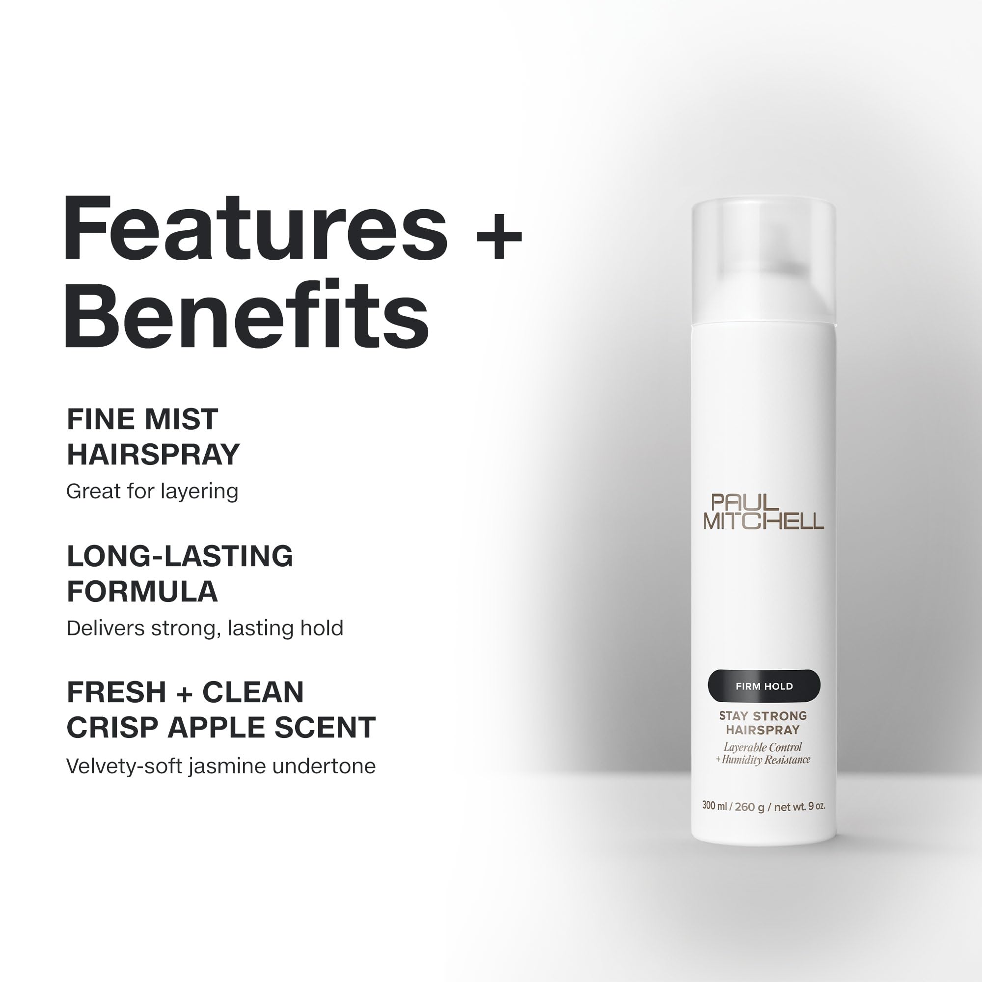 Paul Mitchell Stay Strong Hairspray shows humidity resistance to reduce frizz.