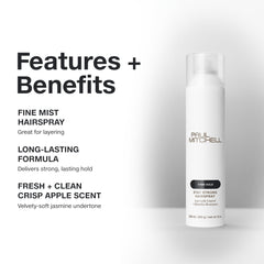 Paul Mitchell Stay Strong Hairspray shows humidity resistance to reduce frizz.