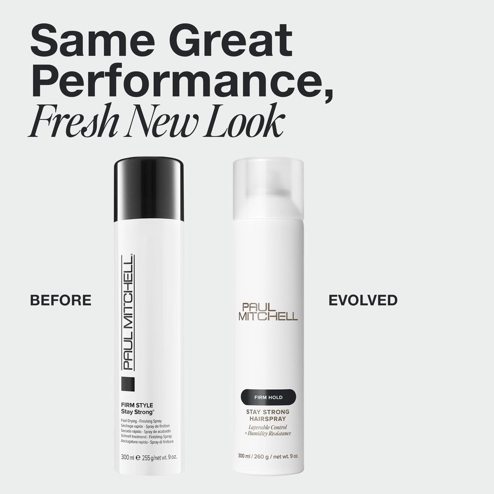 Paul Mitchell Stay Strong Hairspray provides strong hold for long-lasting control.