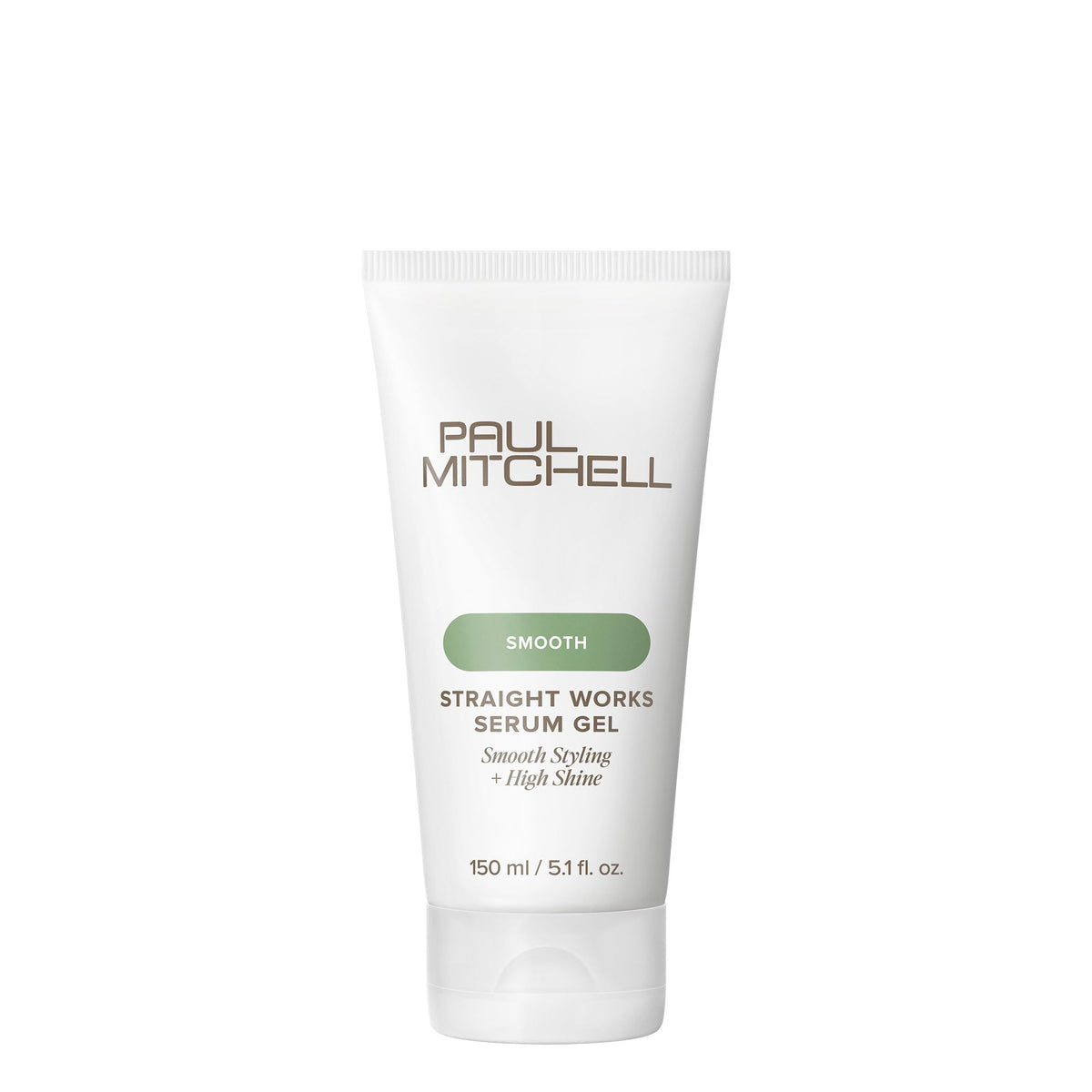 Paul Mitchell Straight Works Gel bottle close-up showing smoothing styling for frizzy hair