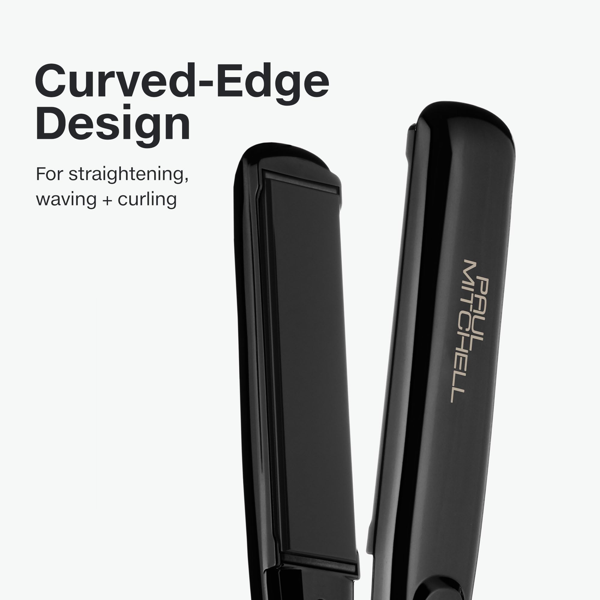 Paul Mitchell Style+ flat iron with digital display enables precise temperature control.