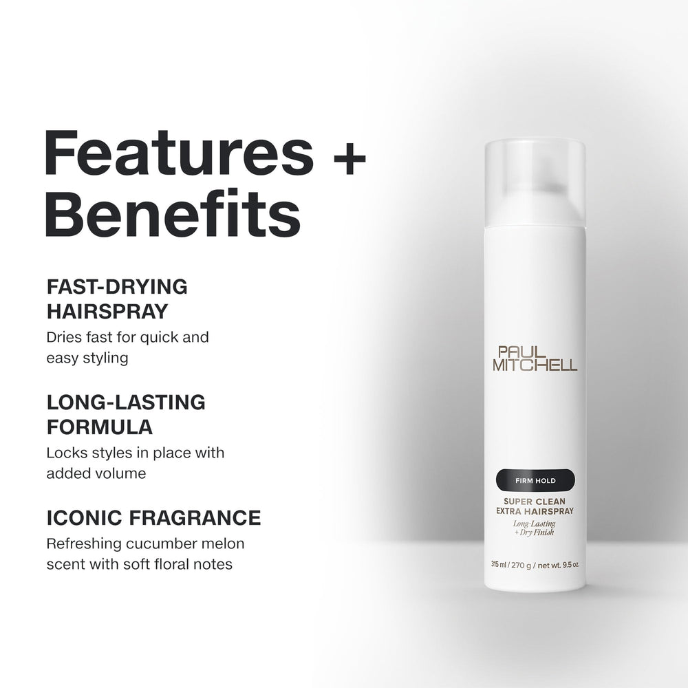 Paul Mitchell Super Clean Extra Hairspray humidity-resistance helps styles stay put in humid weather