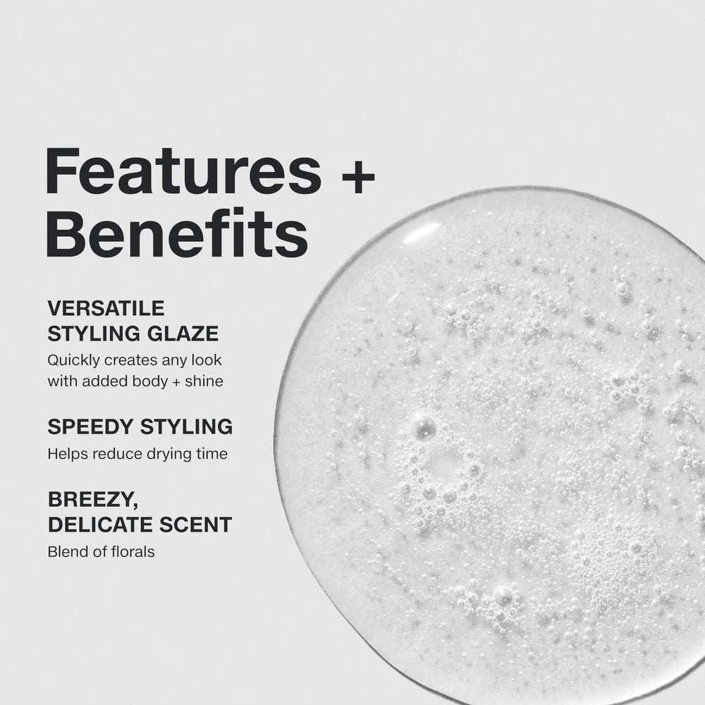 Paul Mitchell glaze suitable for all hair types, enhancing body.
