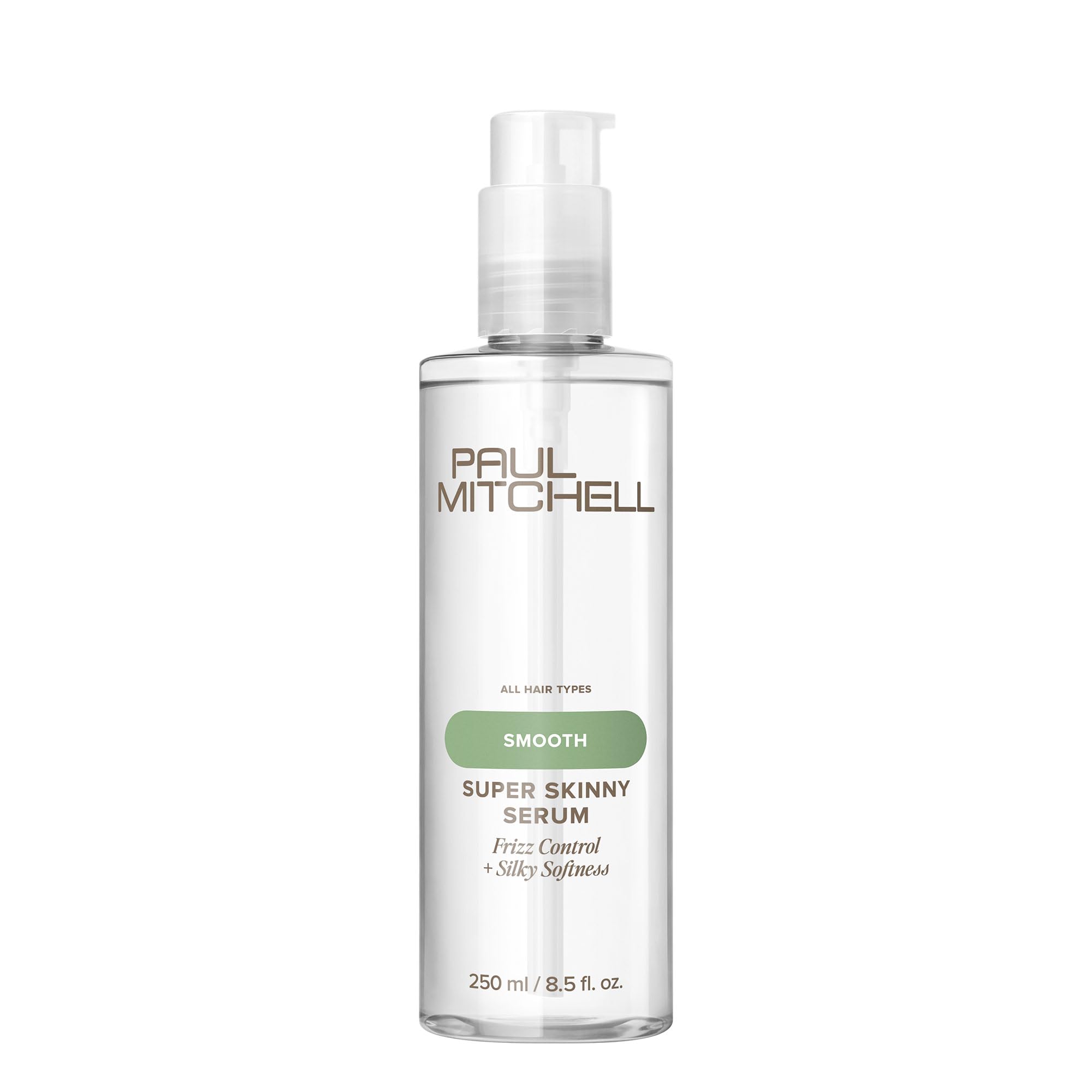 Paul Mitchell Super Skinny Serum bottle shown for heat protection and quick styling