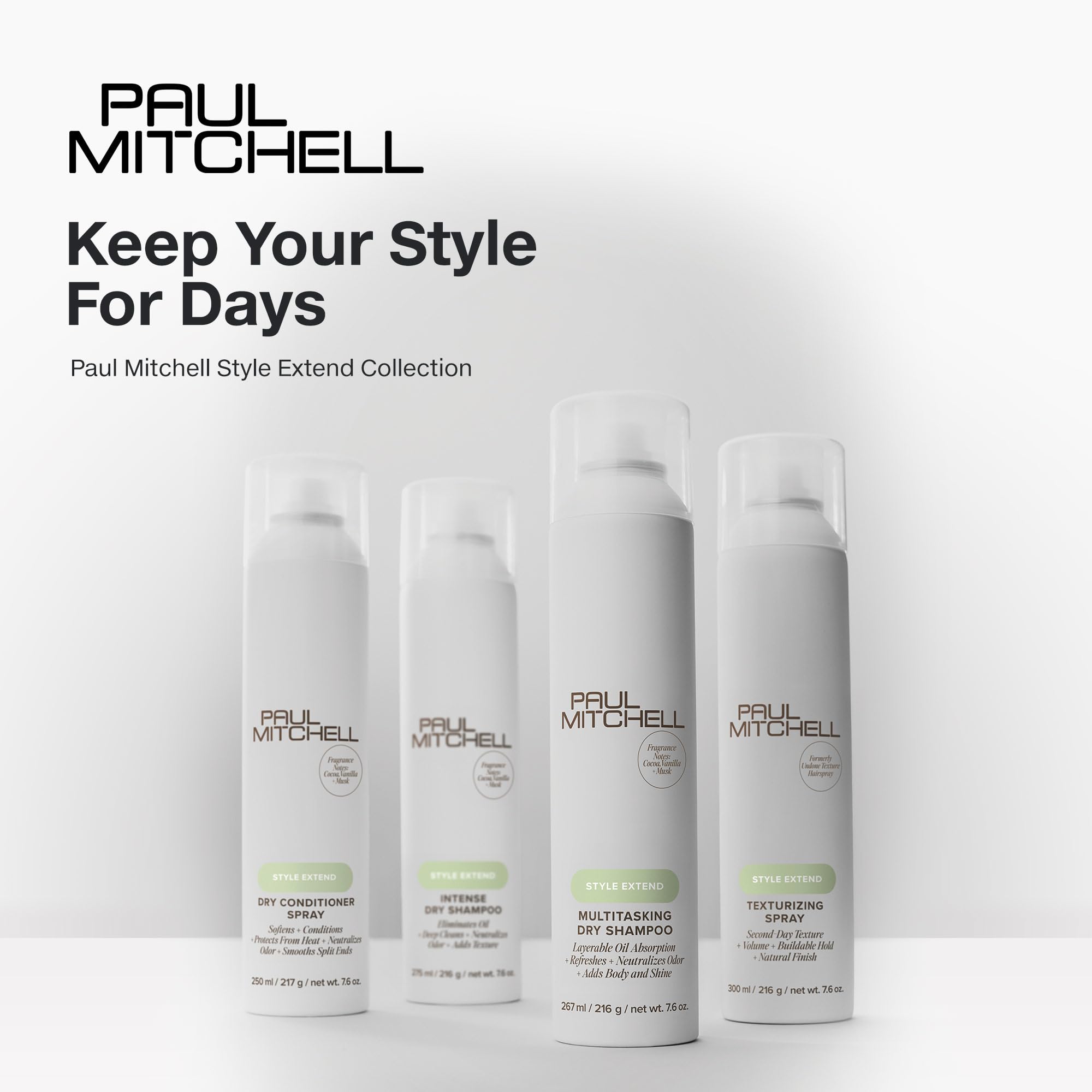 Paul Mitchell Texturizing Spray close-up highlighting floral-amber fragrance.