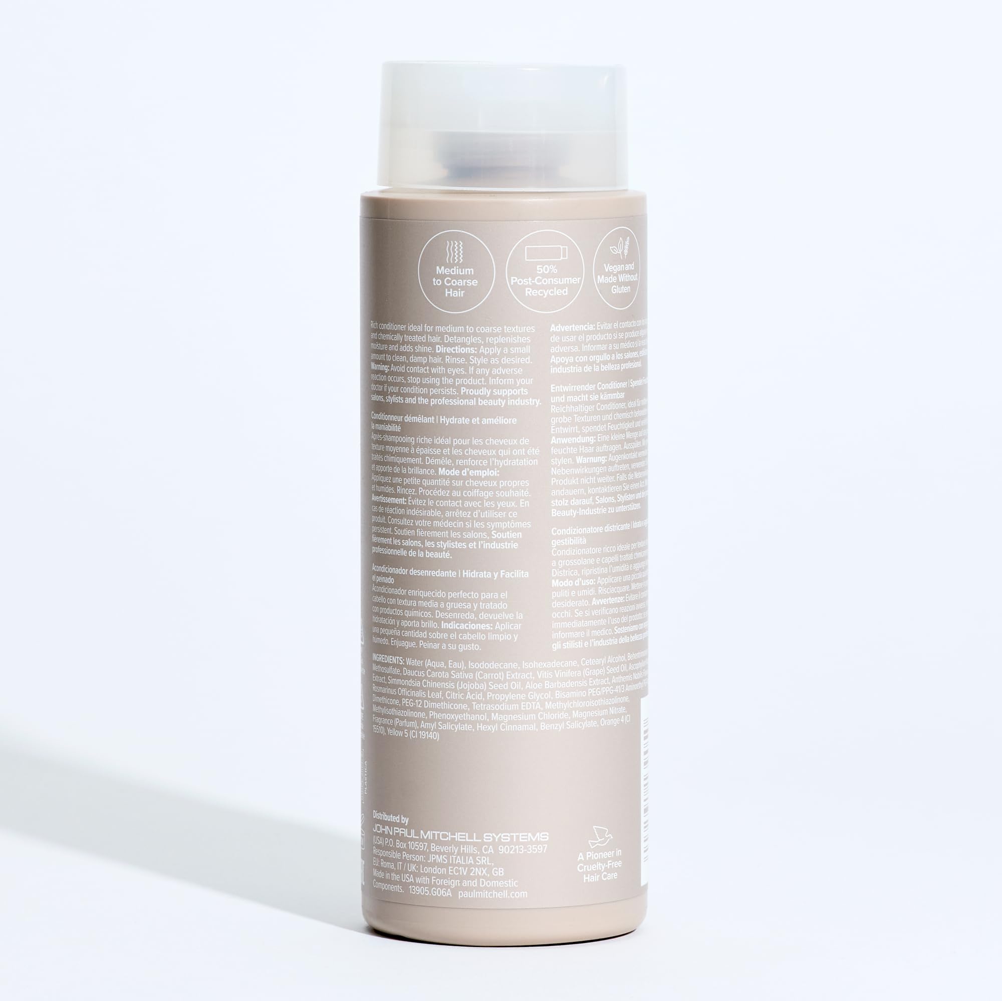 Paul Mitchell The Detangler PCR packaging image communicates sustainability.