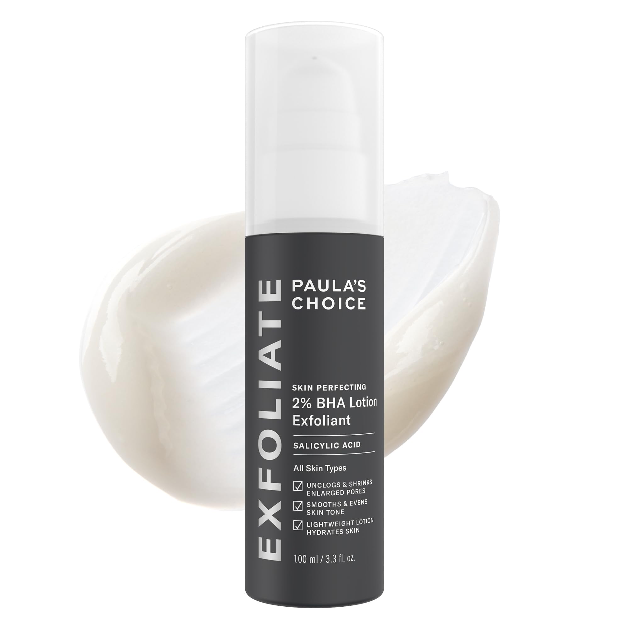 Paula's Choice 2% BHA exfoliant bottle showcases fragrance-free formula for sensitive skin.
