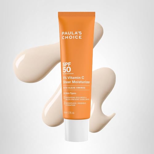 Paula's Choice packaging highlights fragrance-free, all-skin-types sunscreen in a compact bottle.