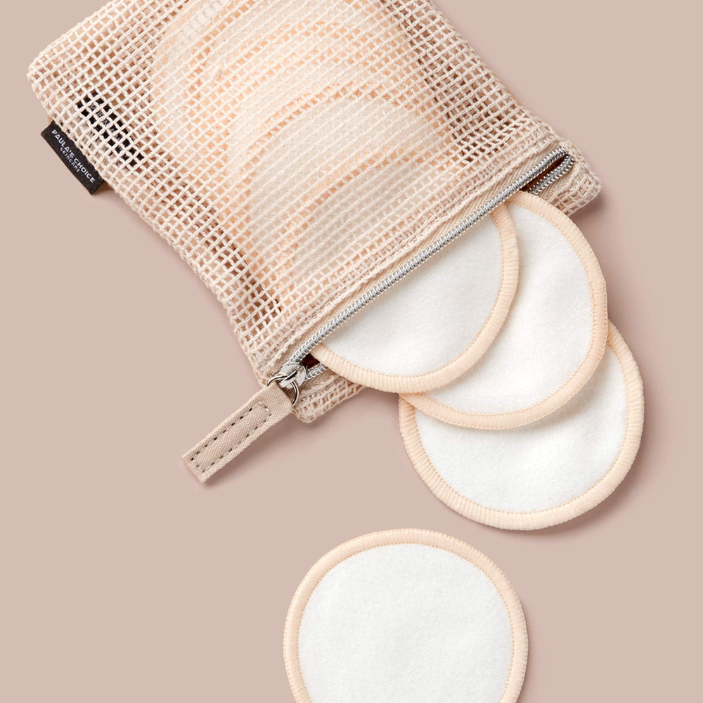 Paula's Choice applying toner with pads demonstrates effective liquid product application without waste.