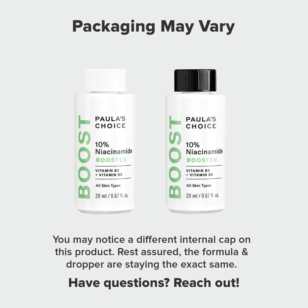 Paula's Choice BOOST niacinamide serum on skin demonstrates quick absorption and multi-benefits.