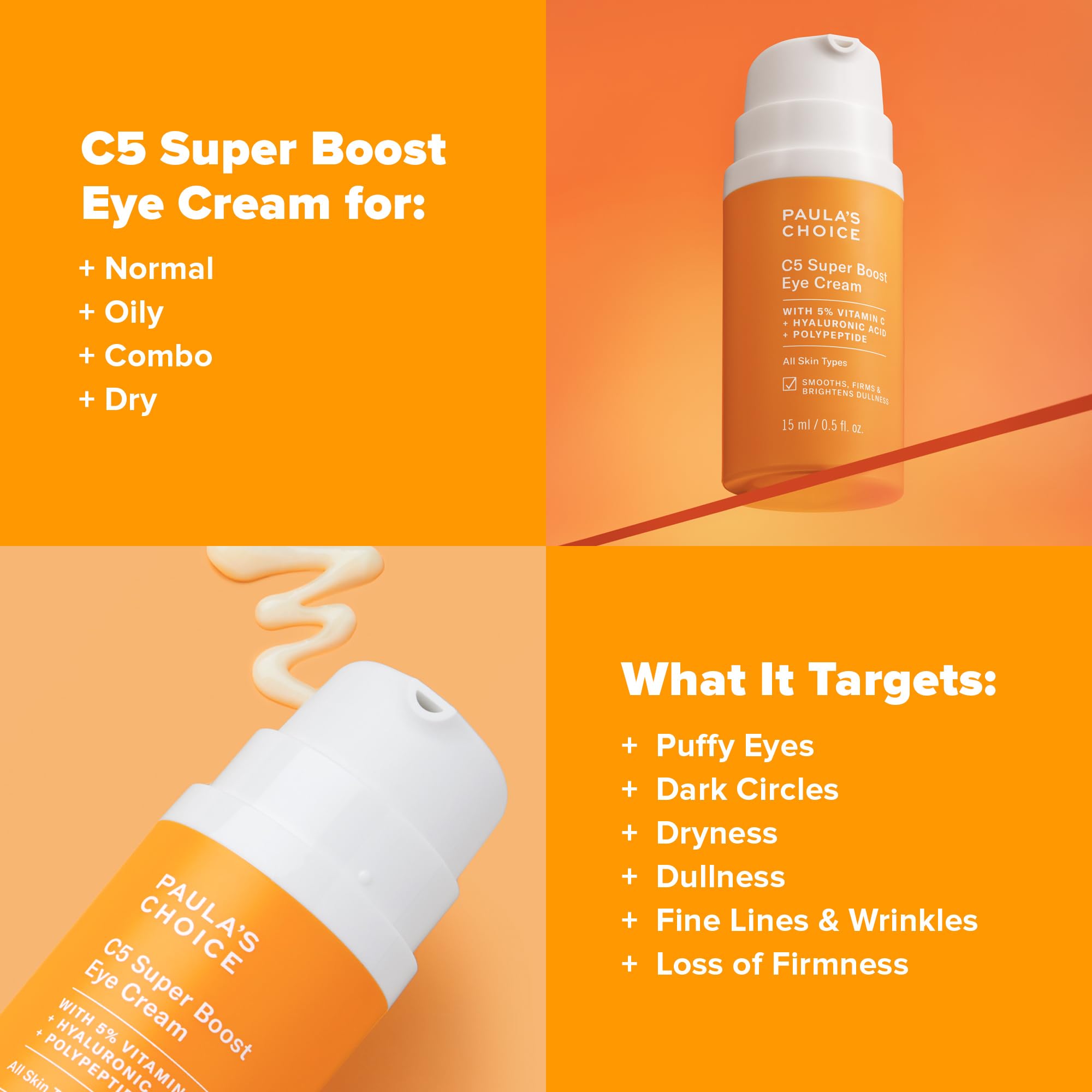 Texture of Paula's Choice C5 Eye Cream highlighting its lightweight feel.