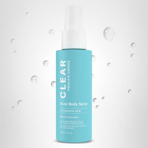 Paula's Choice CLEAR back spray label designed for sensitive skin with fragrance-free formula.