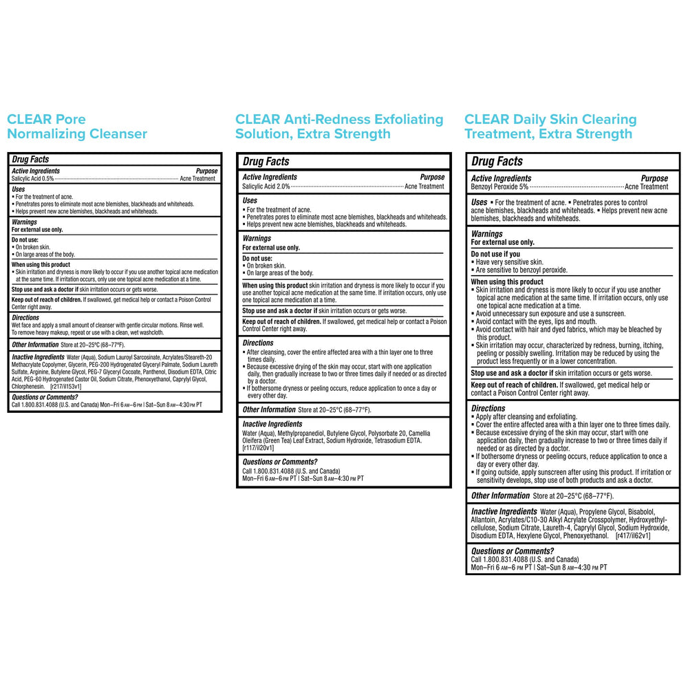 Paula's Choice Clear Extra Strength Acne Kit close-up texture highlights lightweight formulas