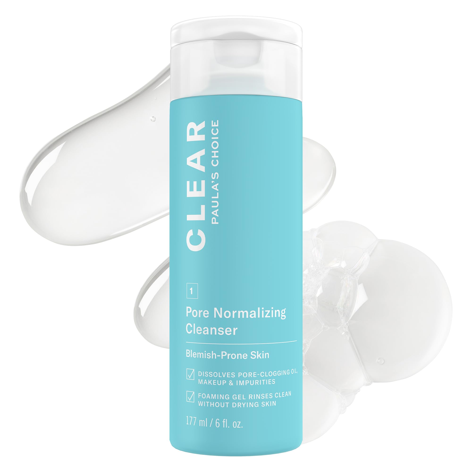 Paula's Choice CLEAR Pore Normalizing Cleanser bottle shown for gentle pore-clearing cleansing