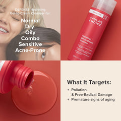 Dirt, oil and makeup are removed by Paula's Choice DEFENSE cleanser.
