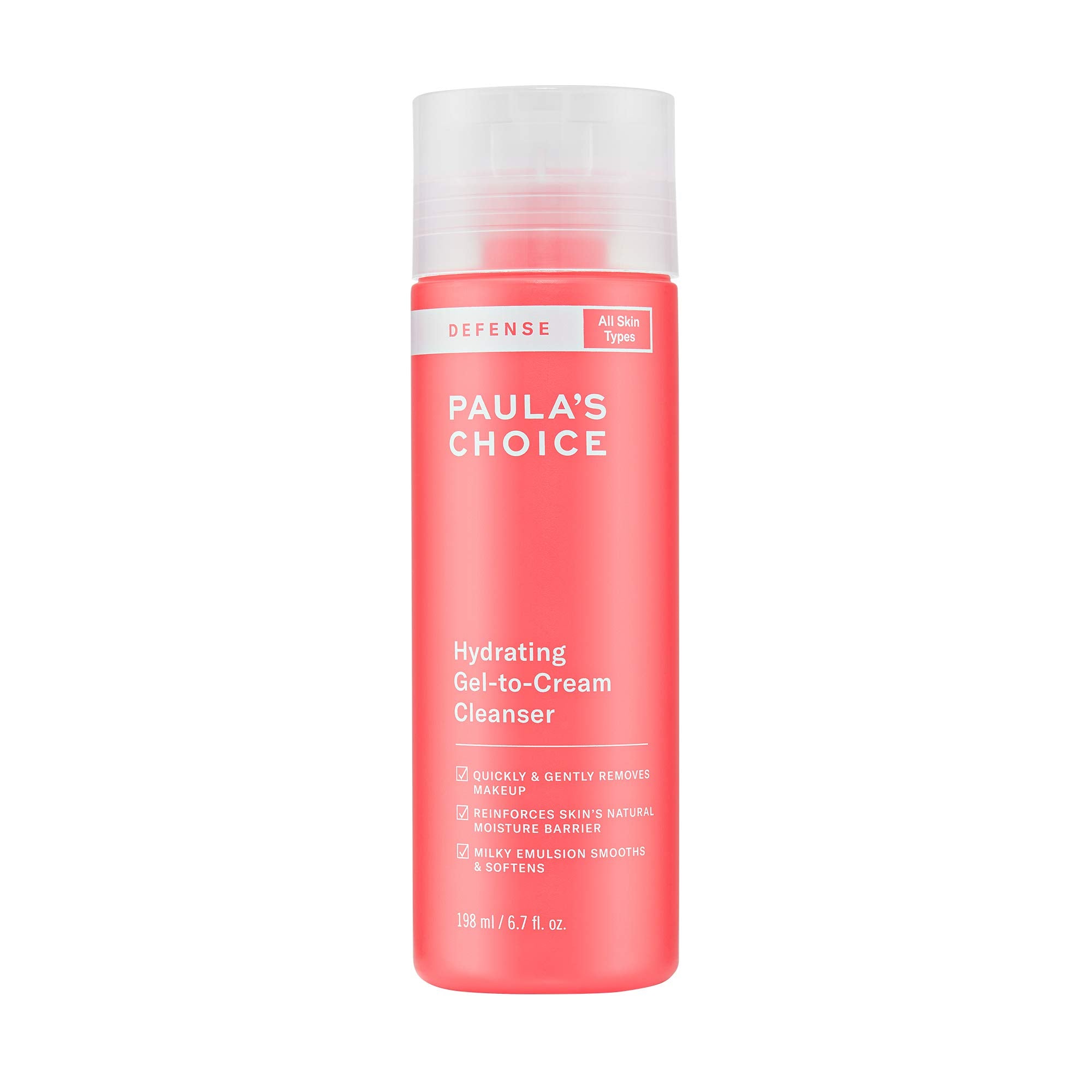 Paula's Choice DEFENSE gel-to-cream cleanser bottle ready for daily pollution cleansing.