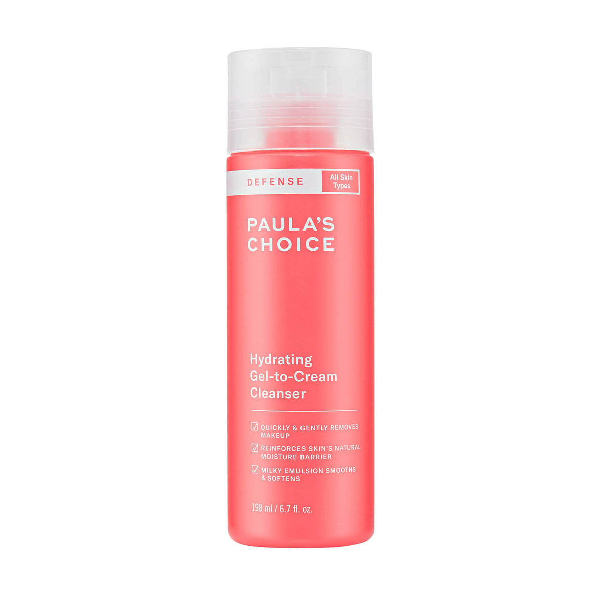 Paula's Choice DEFENSE gel-to-cream cleanser bottle ready for daily pollution cleansing.