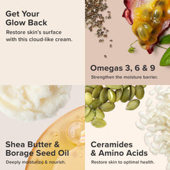 Texture swatch highlights hyaluronic acid for long-lasting moisture