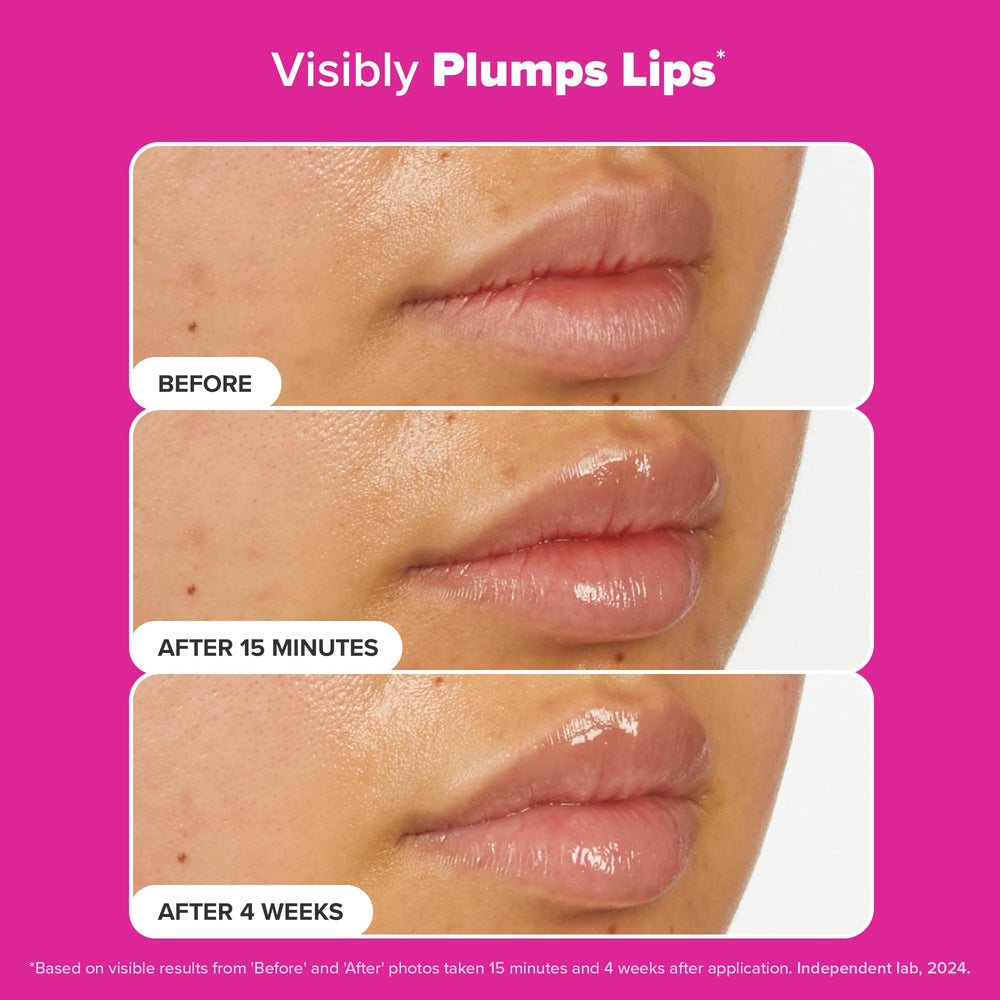 Close-up of Paula's Choice Pro-Collagen Peptide Gloss Lip Balm on lips for hydration