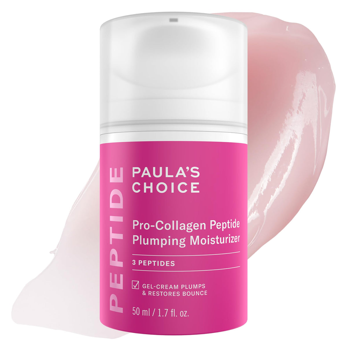 Paula's Choice Pro-Collagen Peptides bottle closeup highlighting peptide support for firmer-looking skin
