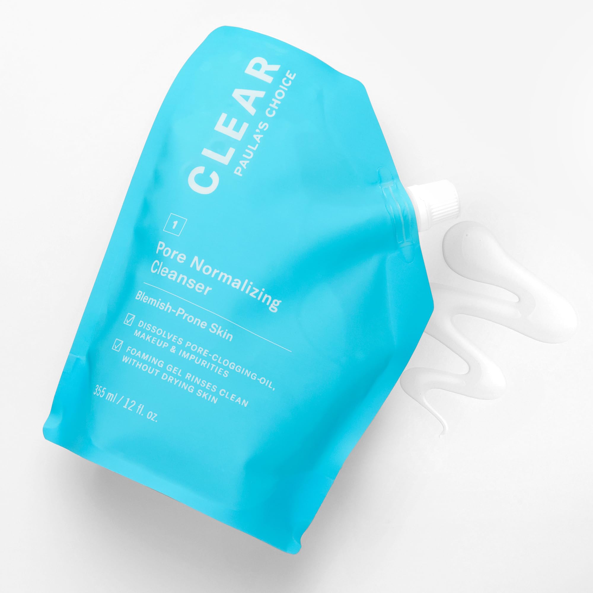 Refill pouch from Paula's Choice emphasizes reduced plastic waste benefits.
