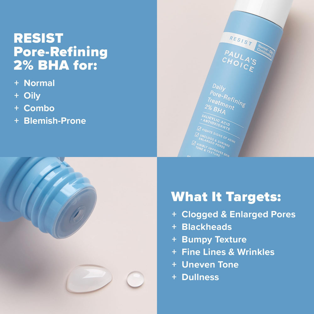 Paula's Choice RESIST daily pore refining routine step positions the product within a clear skincare regimen.