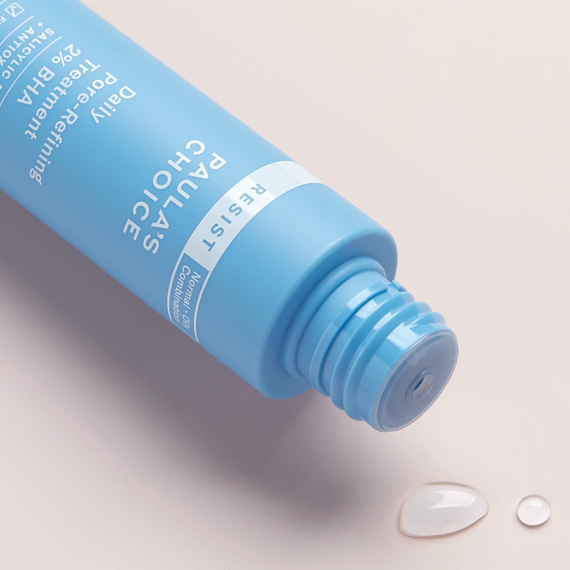 Paula's Choice RESIST daily pore refining textured skin close-up hints at reduced bumps and refined pores.