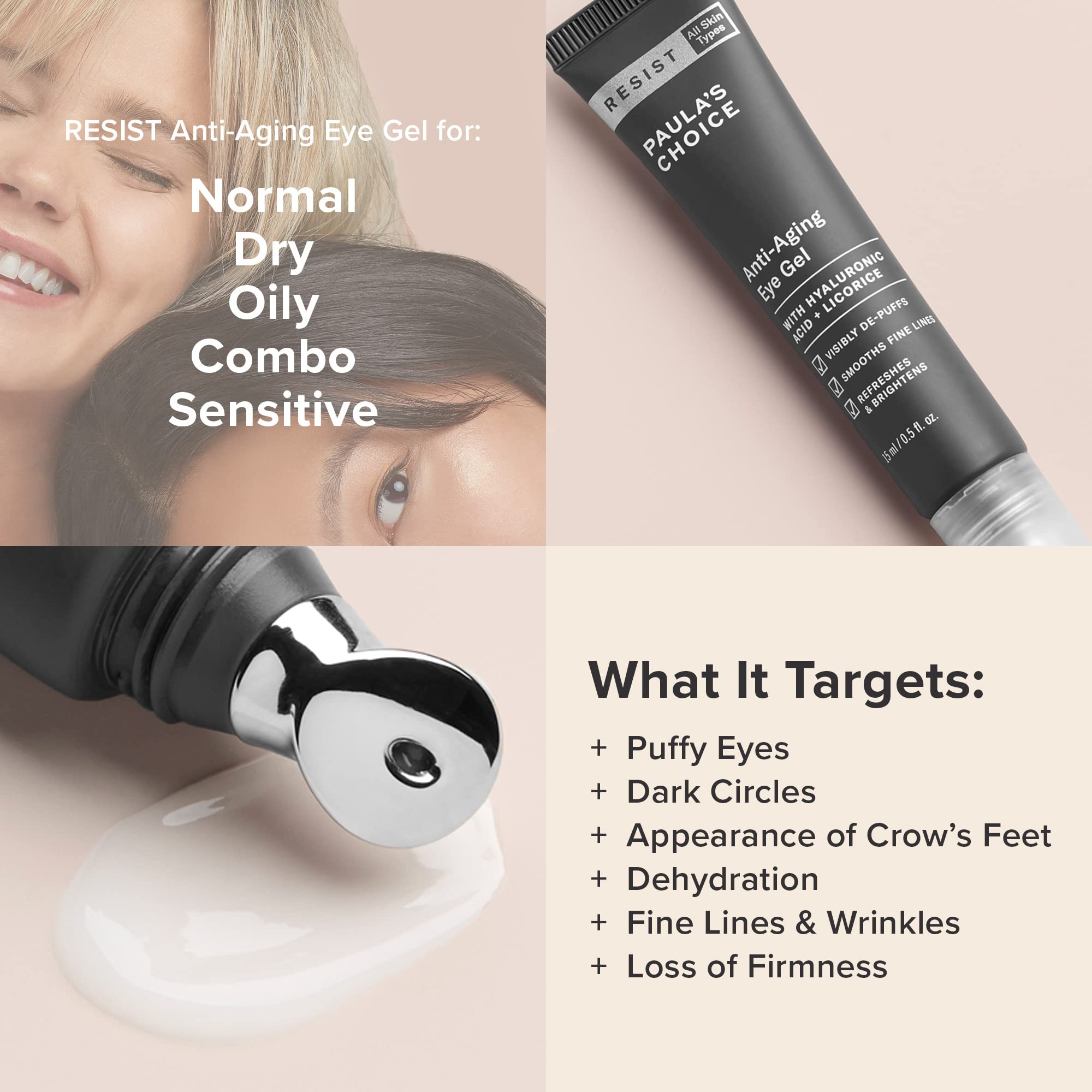 Paula's Choice RESIST eye gel daytime use refreshes eyes under makeup