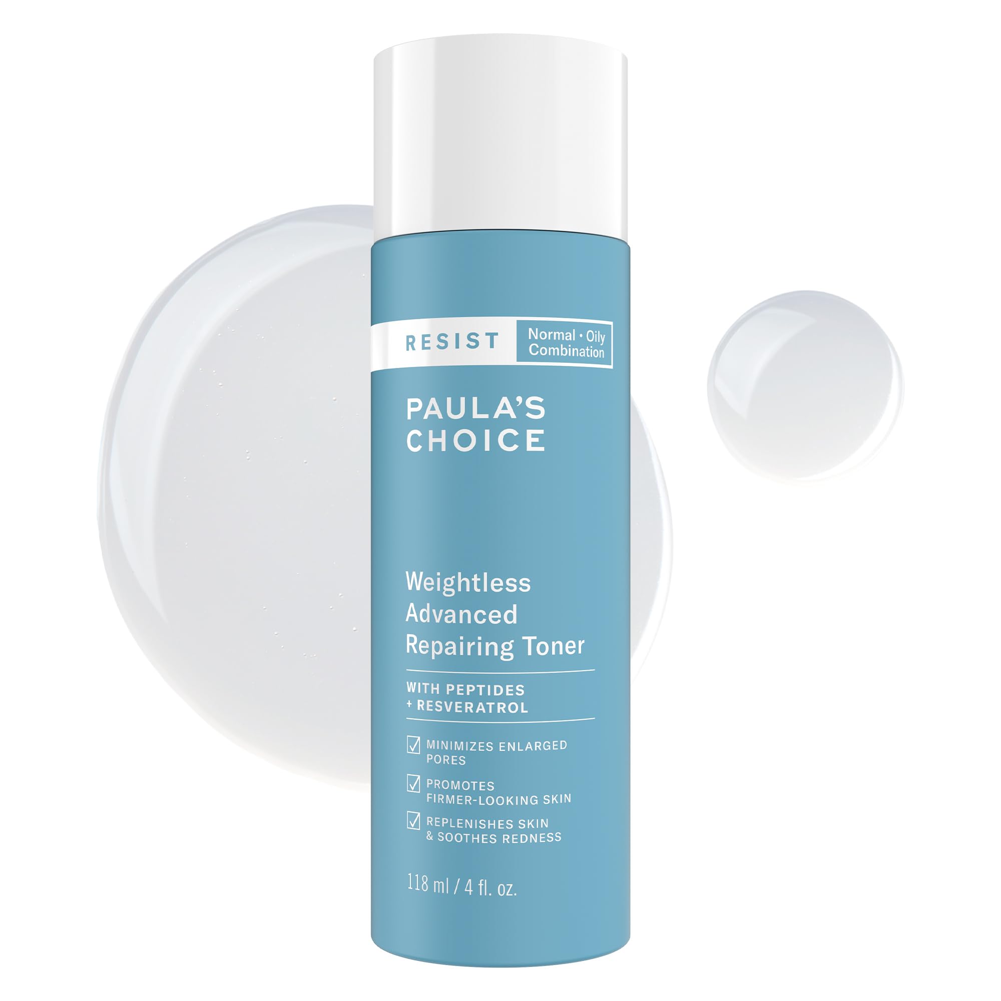 Paula's Choice Resist weightless toner bottle front showing fragrance-free hydration benefits