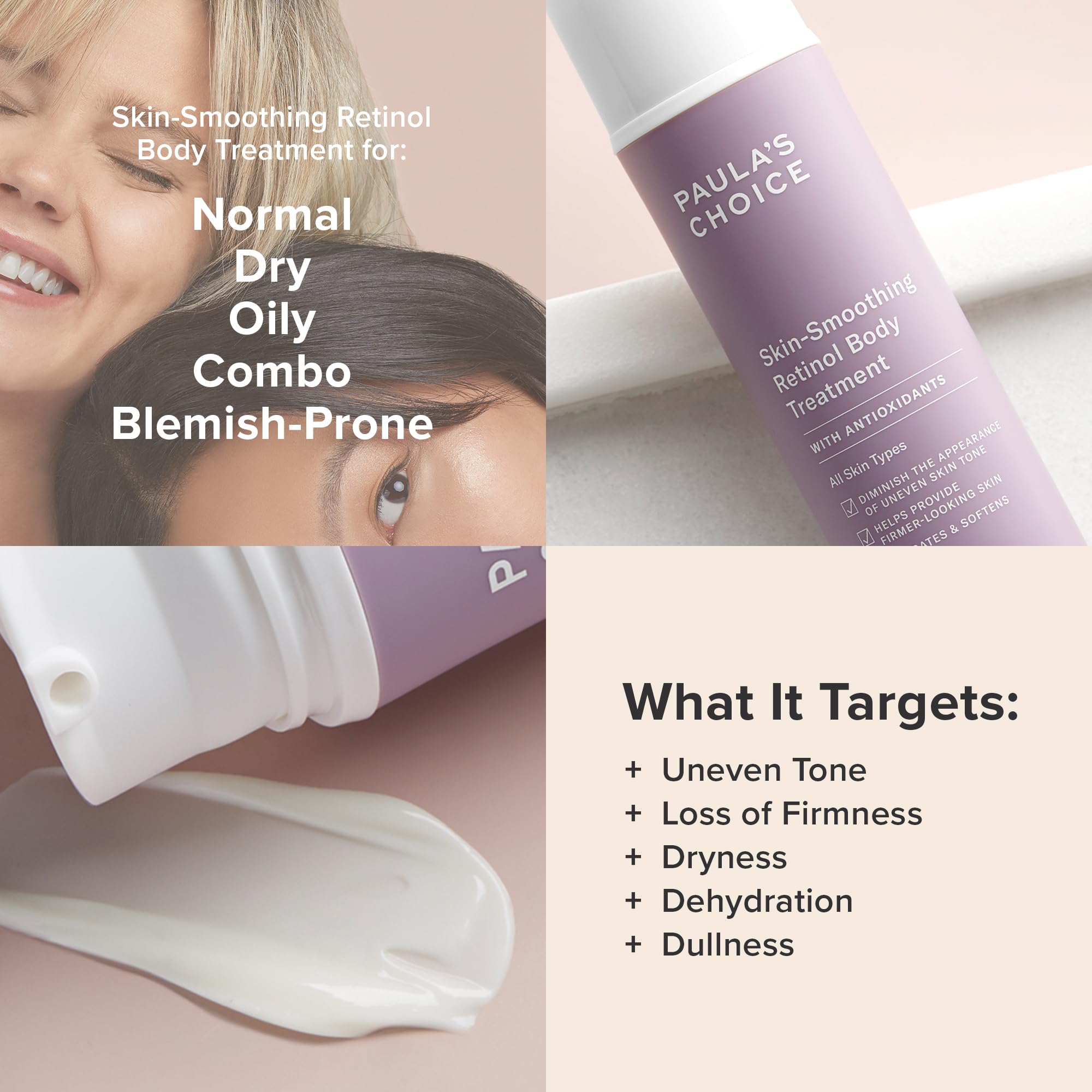 Ingredients of Paula's Choice lotion emphasizing hydration and skin nourishment.