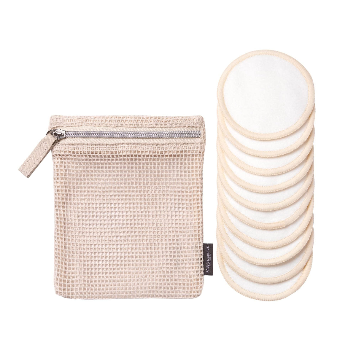Paula's Choice reusable makeup remover pads closeup, soft bamboo-cotton texture for gentle cleansing.
