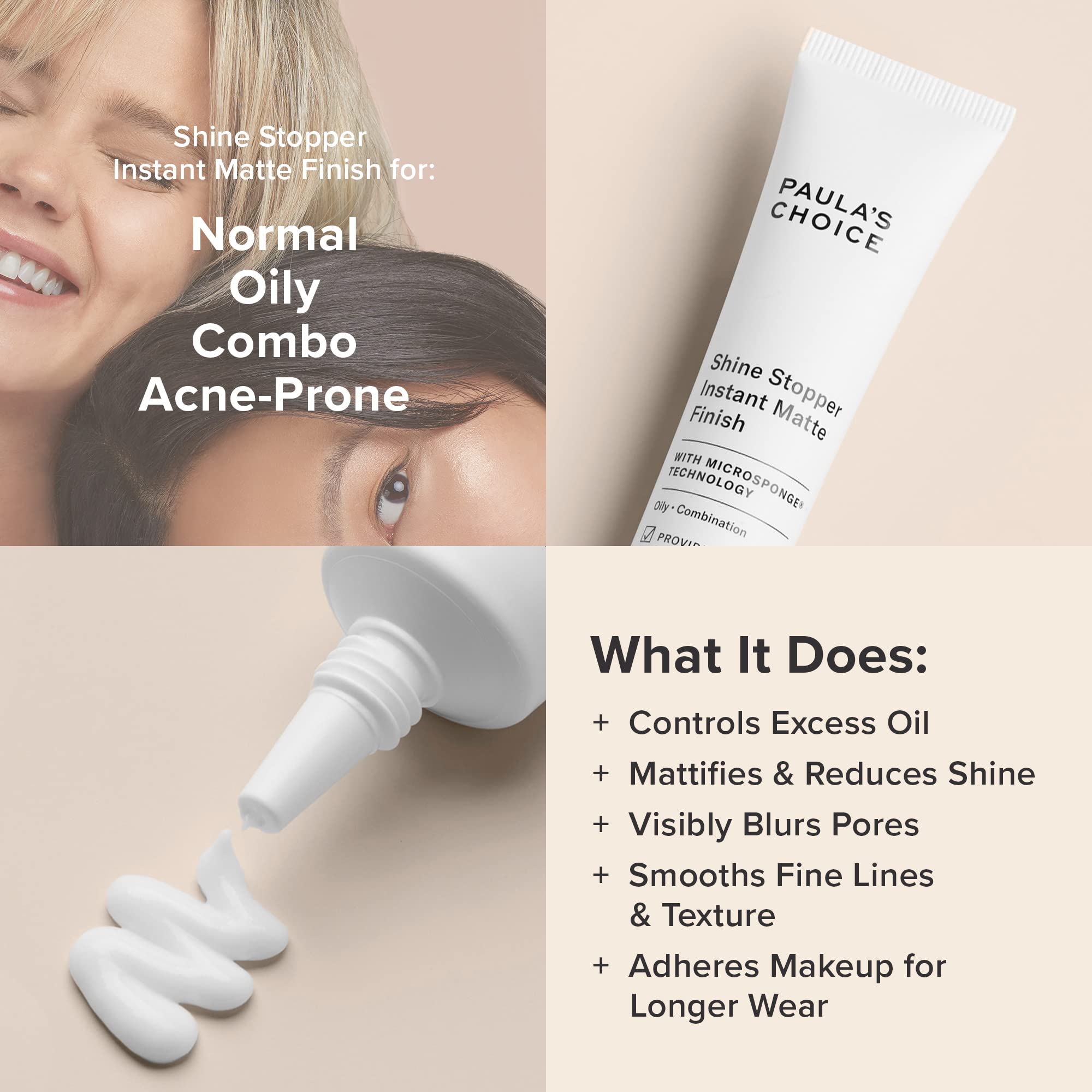 Paula's Choice Shine Stopper primer swatch on skin reduces shine.