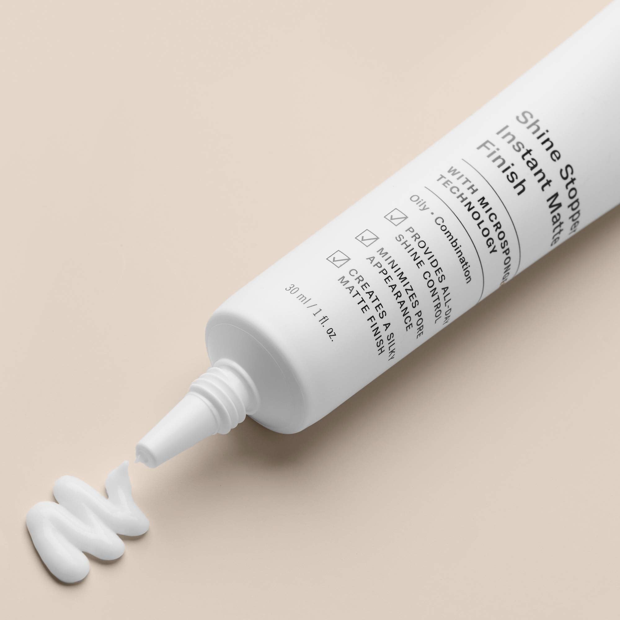 Paula's Choice Shine Stopper primer tube close-up demonstrates convenient dispensing.