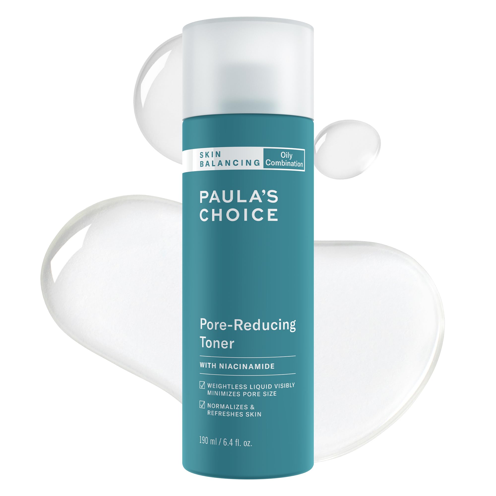 Paula's Choice Skin Balancing Tone bottle pour shows pore-minimizing benefits