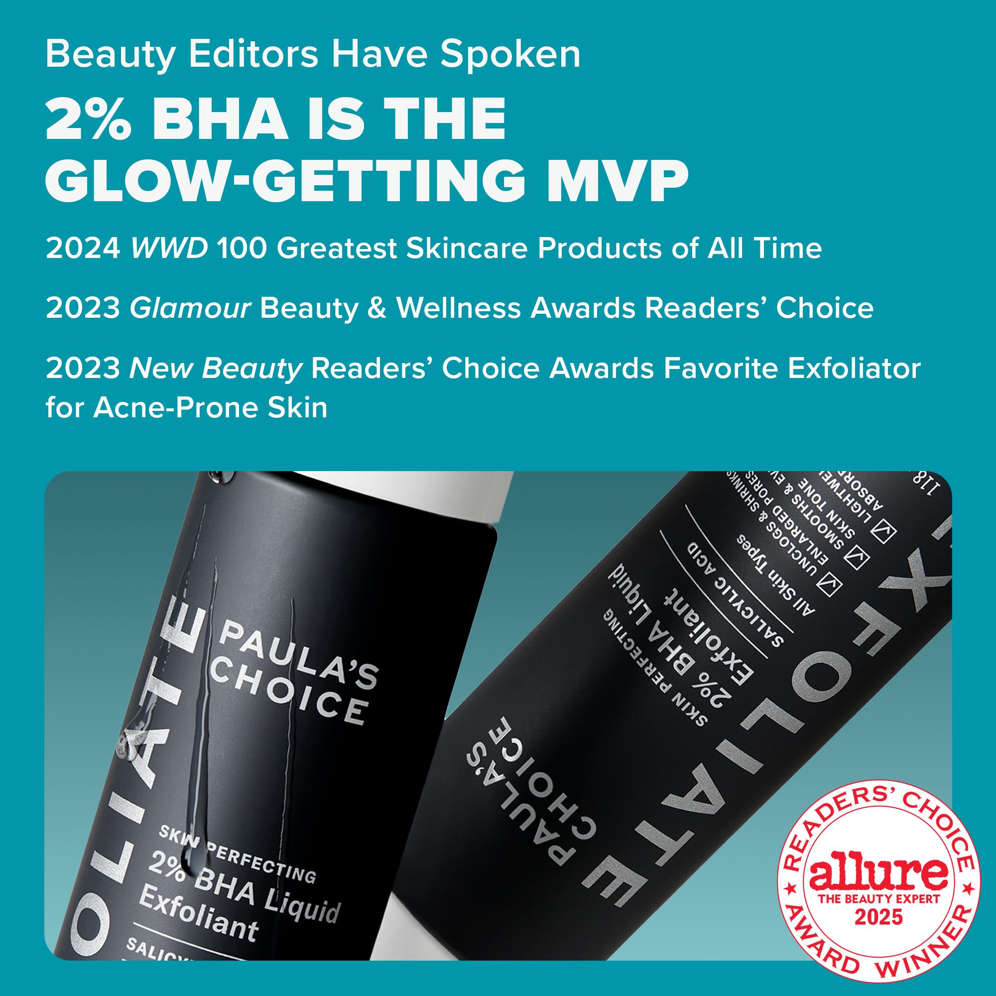 Paula's Choice Skin Perfecting 2% BHA label close-up highlighting fragrance-free formula