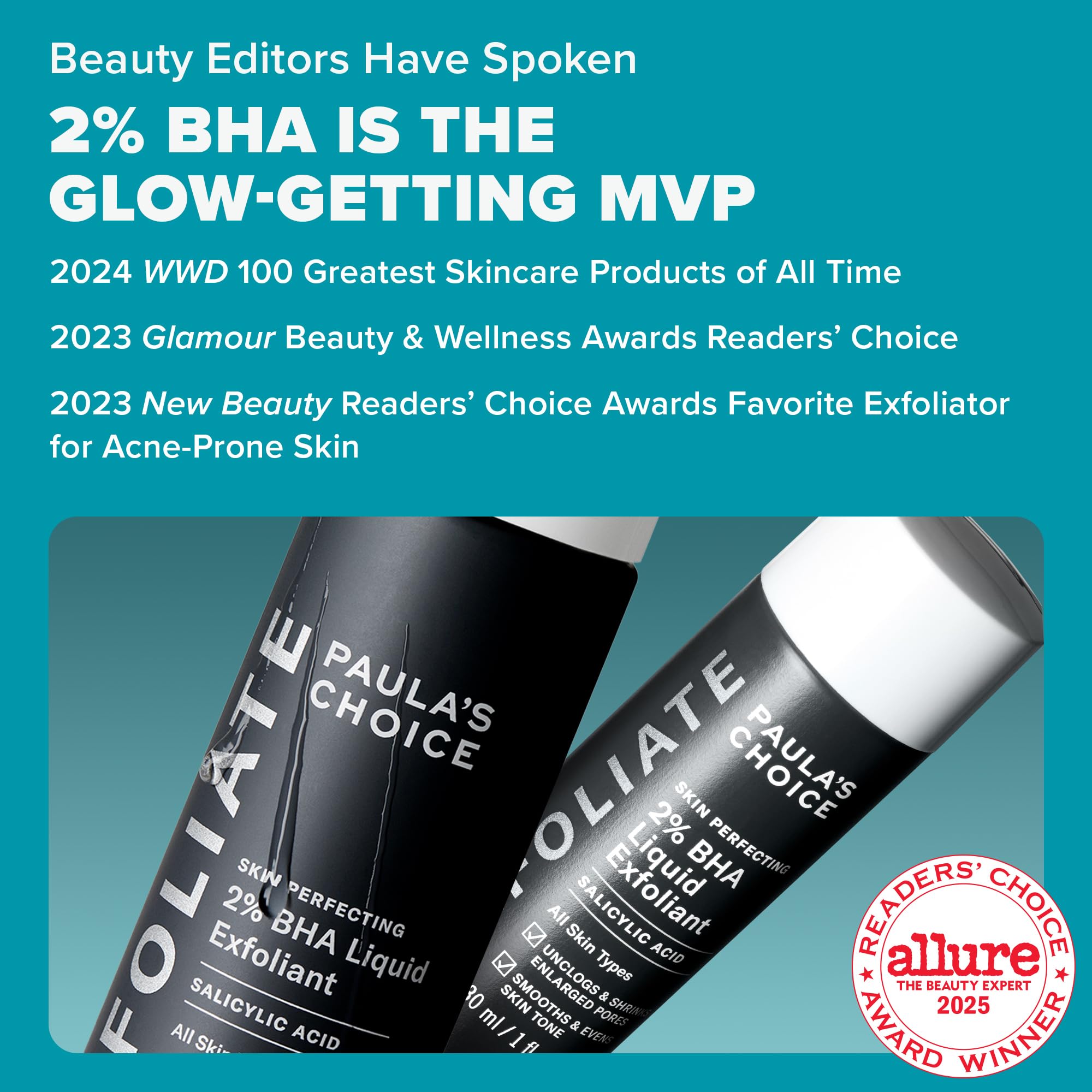 Paula's Choice 2% BHA facial exfoliation for daily skin refinement
