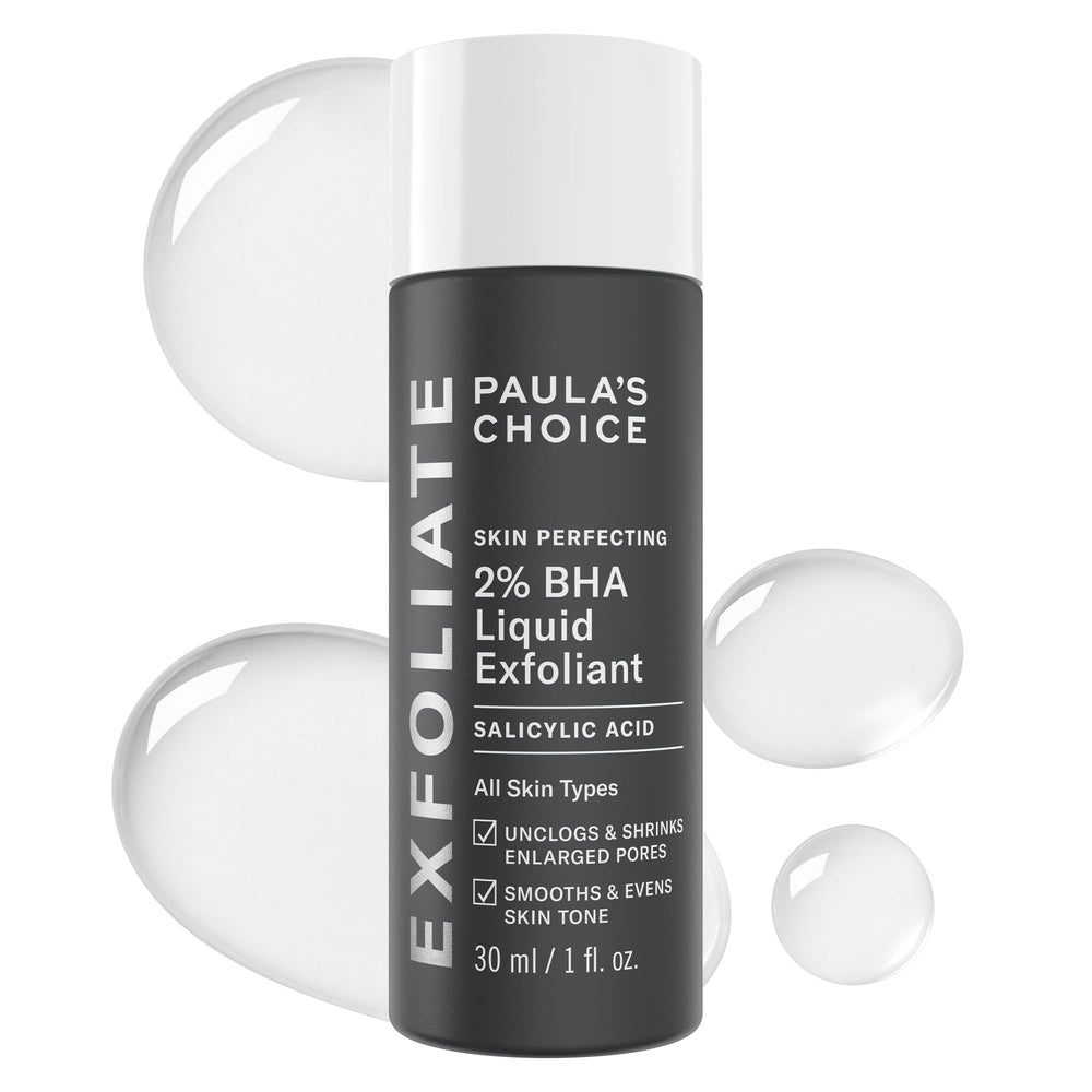 Paula's Choice Skin Perfecting 2% BHA bottle for gentle pore exfoliation.