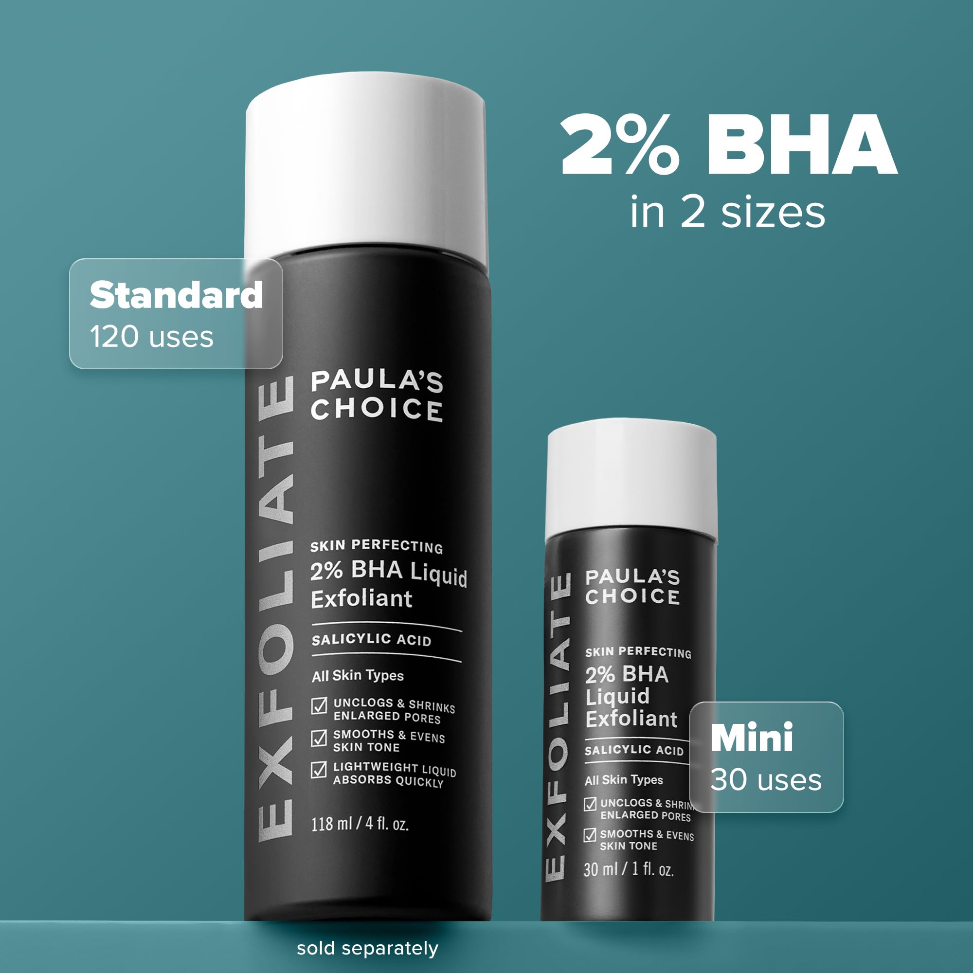 Packaging of Paula's Choice Skin Perfecting 2% BHA emphasizes fragrance-free formula.