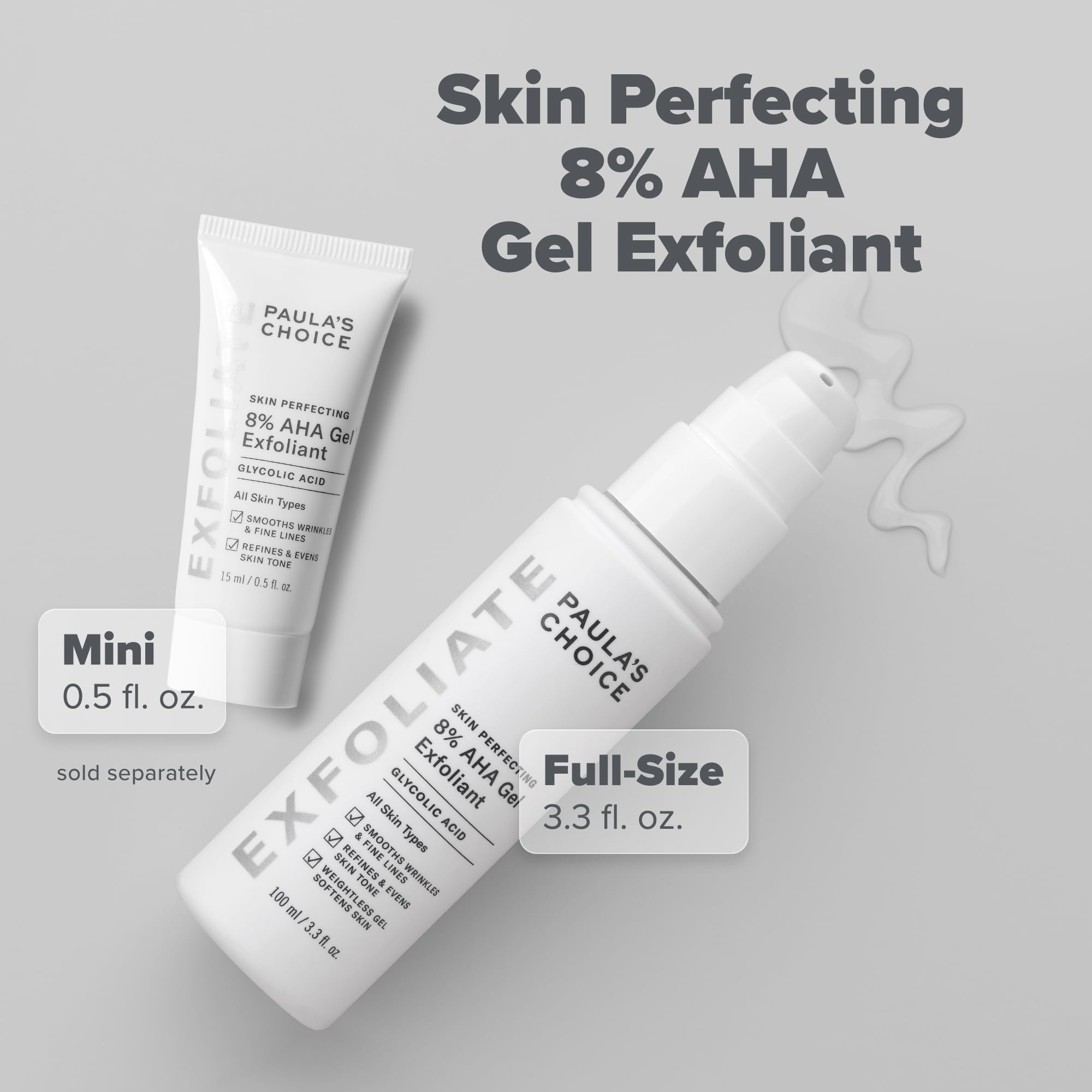 Paula's Choice SKIN PERFECTING 8% AHA Exfoliant suitable for all skin types.