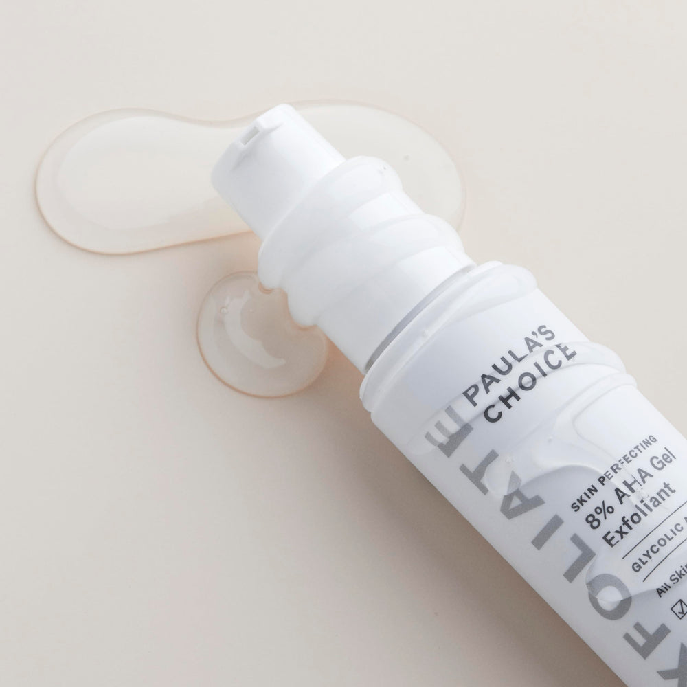 Paula's Choice SKIN PERFECTING 8% AHA Gel Exfoliant, fragrance-free formula.
