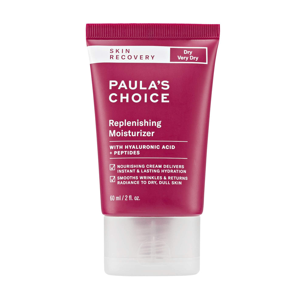 Paula's Choice Skin Recovery jar close-up showing fragrance-free hydration for dry skin.
