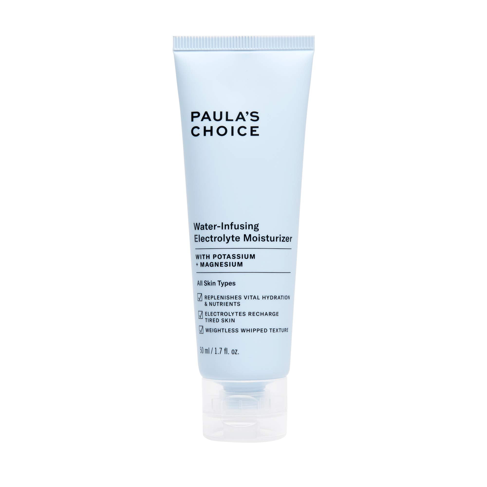 Paula's Choice Water-Infusing Electrolyte Face Moisturizer jar delivers weightless hydration