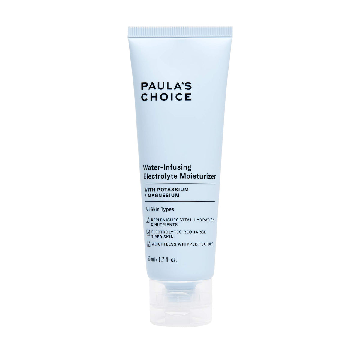 Paula's Choice Water-Infusing Electrolyte Face Moisturizer jar delivers weightless hydration