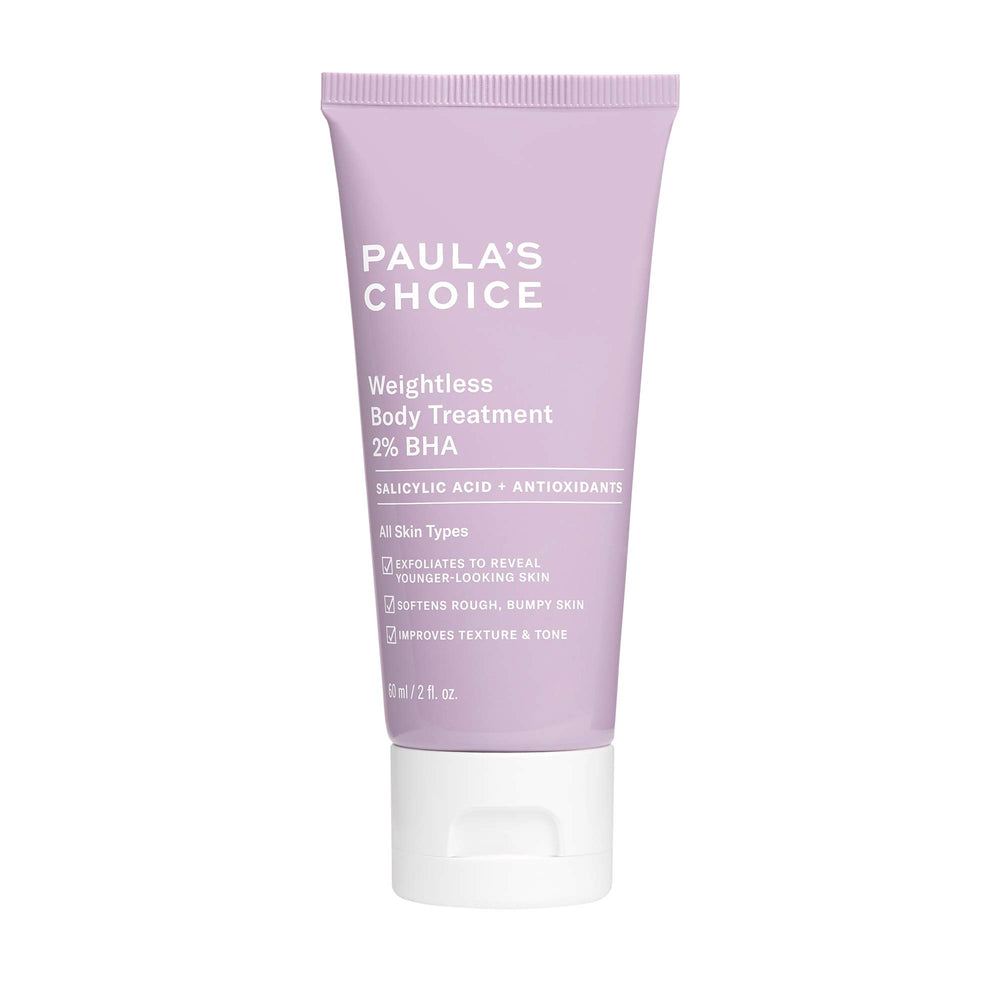 Paula's Choice Weightless Body Treatment 2% BHA bottle with smooth, fragrance-free formula.